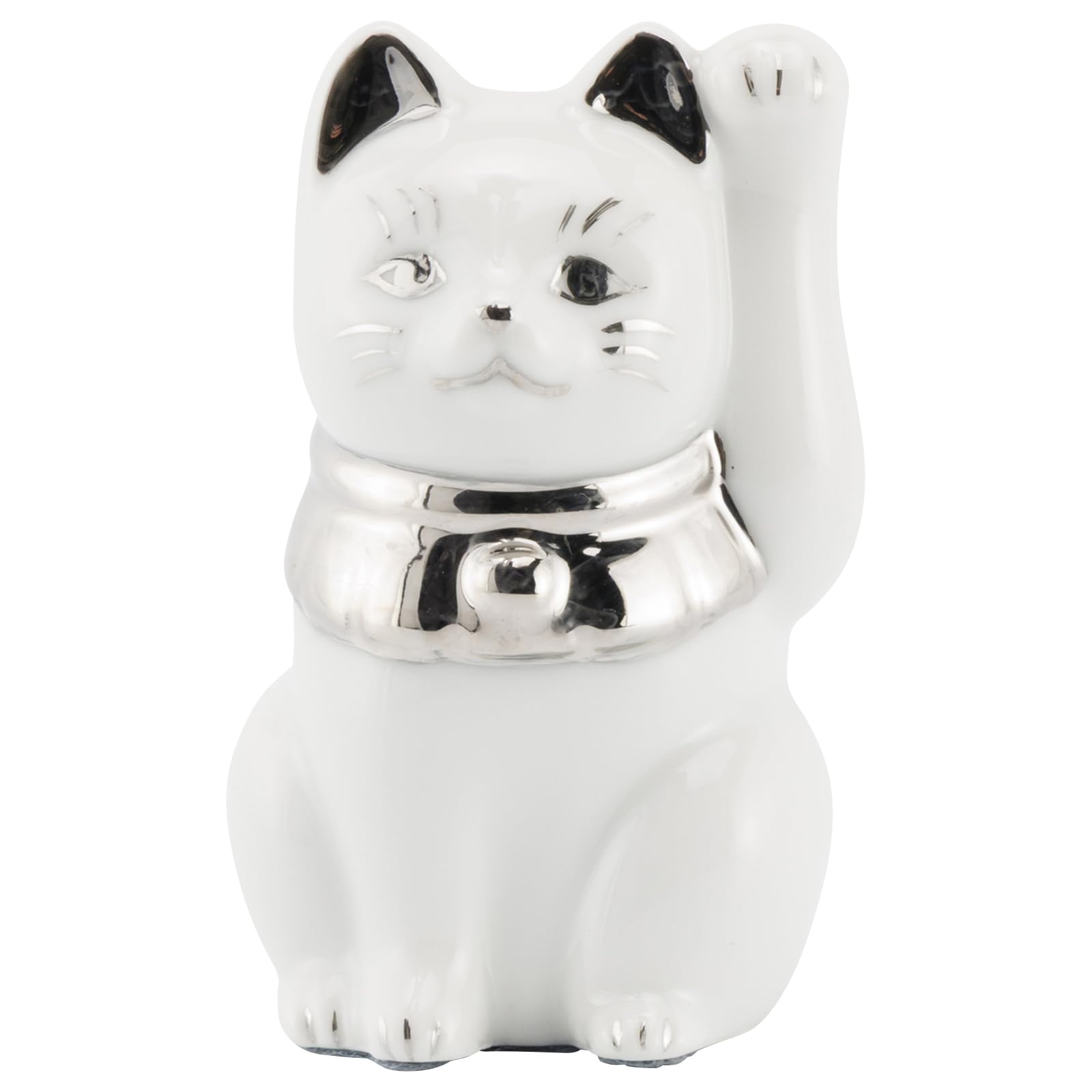 Amazon.co.jp: 瀬戸焼 招き猫 まねき猫 白 左手 プラチナ 約直径5×高さ