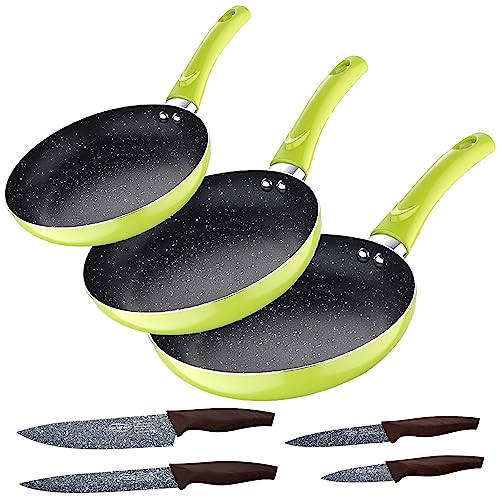 San Ignacio Set 3pc sartenes verde con cuchillos