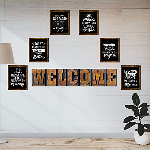 Ireer Industrial Chic Bulletin Board Set Laminated Inspiring Quote Poster Motivational Work Posters Positive Affirmation Bulletin Board Rustic Welcome Wall Decor For Classroom Office Bedroom Farmhouse #TOP3