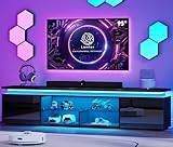 Lamtor 100 Inch TV-Stand - TV Stand for 90 95 100 Inch Televisions- Entertainment Center with Dynamic LED Lights & High Gloss, Modern TV Stands with Storage Cabinets for Living Room, Black