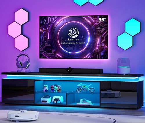 Lamtor 100 Inch TV-Stand - TV Stand for 90 95 100 Inch Televisions- Entertainment Center with...