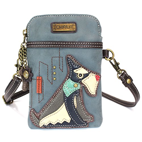 Image of CHALA Dog Collection Cell Phone Crossbody Purse-Women PU Leather /Canvas Multicolor Handbag with Adjustable Strap