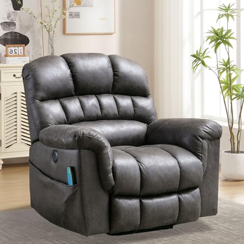 Sillón reclinable metálico gris con asiento ancho miniatura 7