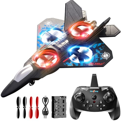 NIPLOOOW Foam Remote Control Airplanes Rc Planes for Kids 4-8, Remote Control Planes Fighter Jet with Light, 360° Flip Fighter Jet Toy, Gravity Sensing, Stunt Roll, Gifts for 6 7 8 10 12 Year Old Boys
