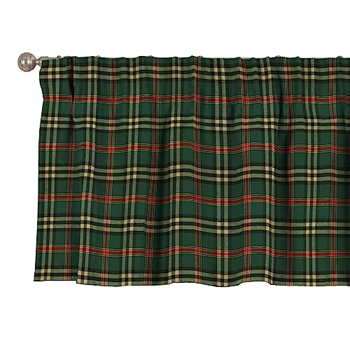 Dekoria Cortina corta con cinta fruncidora (390 x 40 cm), color verde y rojo