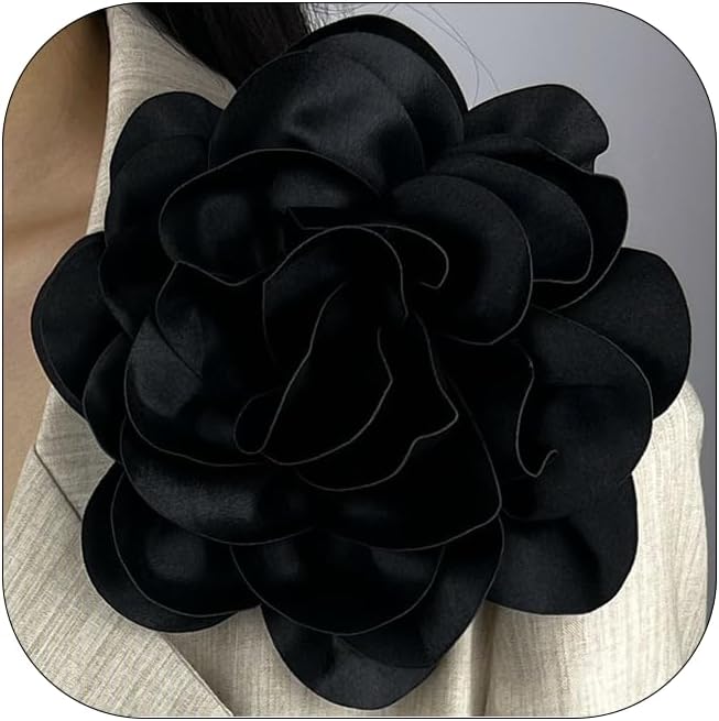 19mm Extra Large Rose Flower Brooches Lapel Pins Dainty Satin Fabric Brooches Big Camellia Flower Brooch Pin for Women Wedding Part Dance Clothes Accessories Jewelry Gifts