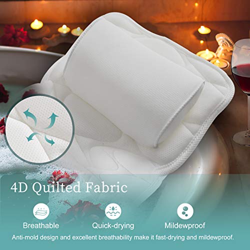 Full Body Bath Pillow, Upgraded Bath Pillows for tub with 10 Non-Slip Suction Cups & 4D Air Mesh Breathable, Spa Bathtub Pillow for Head Neck Shoulder and Back Support- Free Washing Bag & Quick Drying - Thumbnail 2