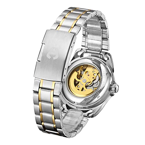 Image of Anthony James Skeleton Automatic Wrist Watches Men - Hand Assembled Water & Scratch Resistant Analogue Watch with Split Seconds Counter - Analogue Watches Men