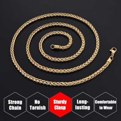 Chaîne de blé dorée 14k ou noire Fiusem, un collier d'exception - 4