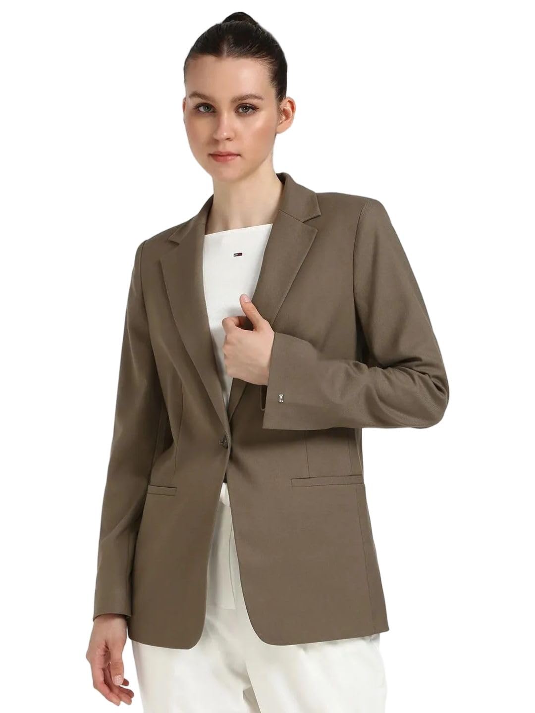 Solid Regular Fit Polyester Blazer-image-4