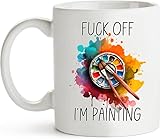 MZVO Funny Sayings Coffee Mug Fuck Off I'm Painting Funny Drinking Cup 11 Ounces