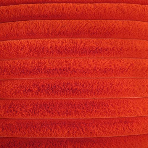 FUTEI Burnt Orange Striped Decorative Throw Pillow Covers 12x20 Inch Set of 2,Rectangle Fall Decorations Couch Lumbar Pillowcase,Soft Cozy Faux Rabbit Fur & Velvet Back,Modern Home Decor for Bed