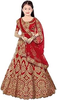 DIZVU Girls lehengha choli Tafeta satin new kids Lehenga Choli 3-16 YEAR