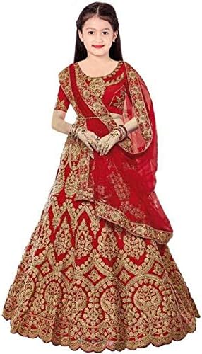 DIZVU Girls lehengha choli Tafeta satin new kids Lehenga Choli 3-16 YEAR