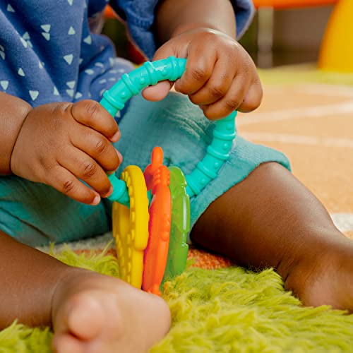 Image of Bright Starts Tropical Chews Silicone Teething Ring - BPA-Free Monkey, Leaf, Banana - Unisex, 3 Months +