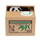 Ambox Cute Stealing Coin Cat Piggy Money Bank White Little Panda