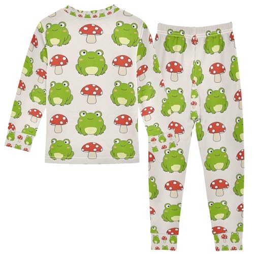senya Mushroom Cute Frog Pajamas Set Long Sleeve Soft Cotton Sleepwear 2 Piece2