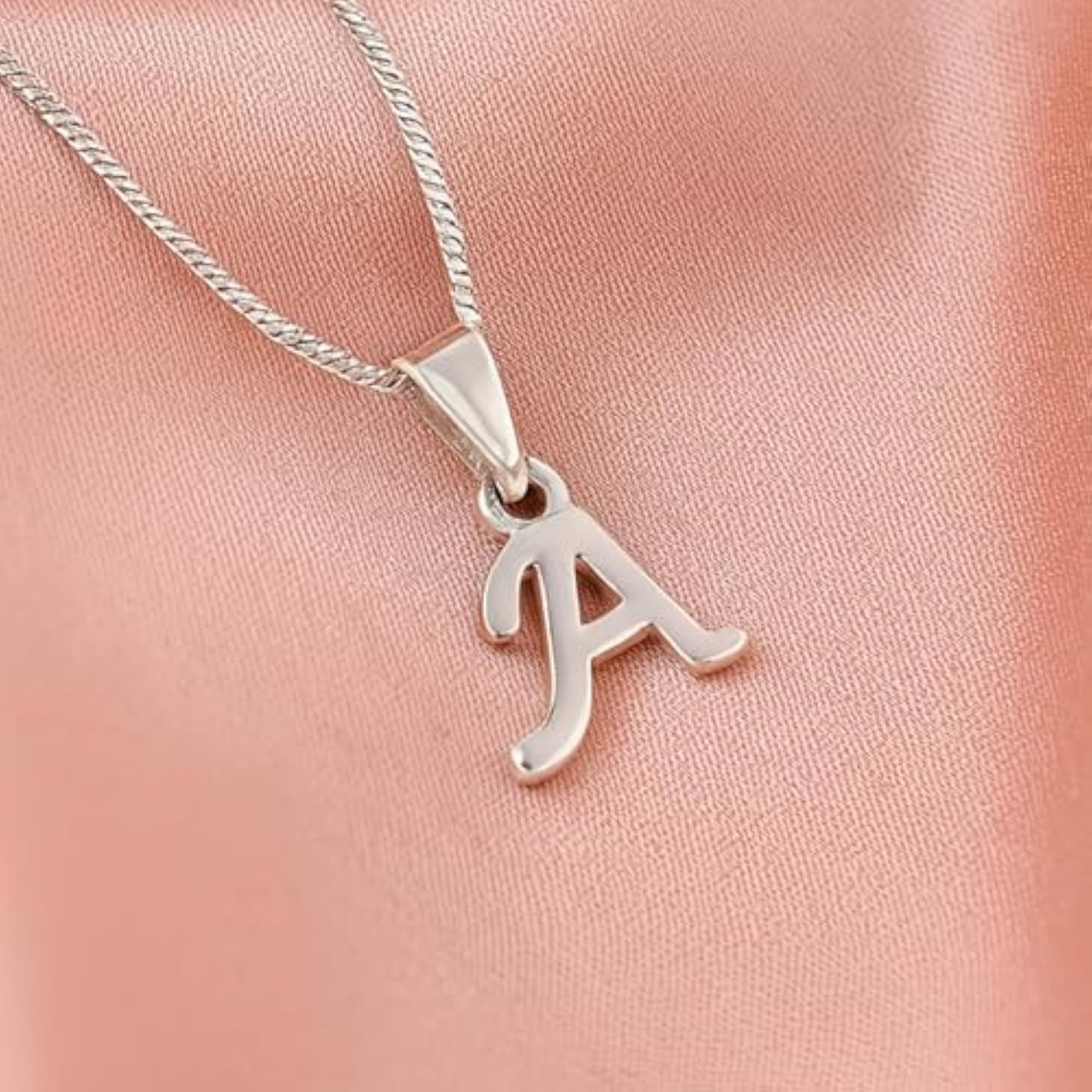 Rhodium Plated Initial Letters Pendants for Women, Personalised Gift