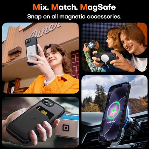 Image of TAURI for iPhone 17e Case /for iPhone 16e Case Compatible with MagSafe Black | with Screen Protector, Military-Grade Protection, Shockproof Slim Magnetic Case for iPhone 16e / 17e