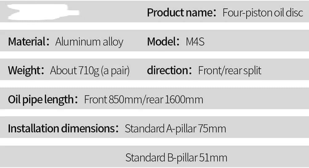MTBHydraulic Disc Brakes Set, Left Rear 1550mm, Mountain Bike 4-Piston Hydraulic Disc Brakes Set, Aluminum Alloy Hydraulic Brake Kit for Mountain Bike, Road Bike Left Rear 1550mm (Split)