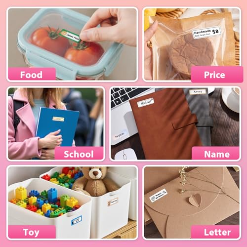 Image of Label Maker Machine with 1 Tape N12 Bluetooth Label Printer, Pink