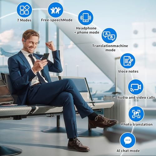 AI Translation Earbuds Real Time,150 Language Translator Earbuds, Translating Earbuds Open Ear with 90H Playtime Audifon - Additional View