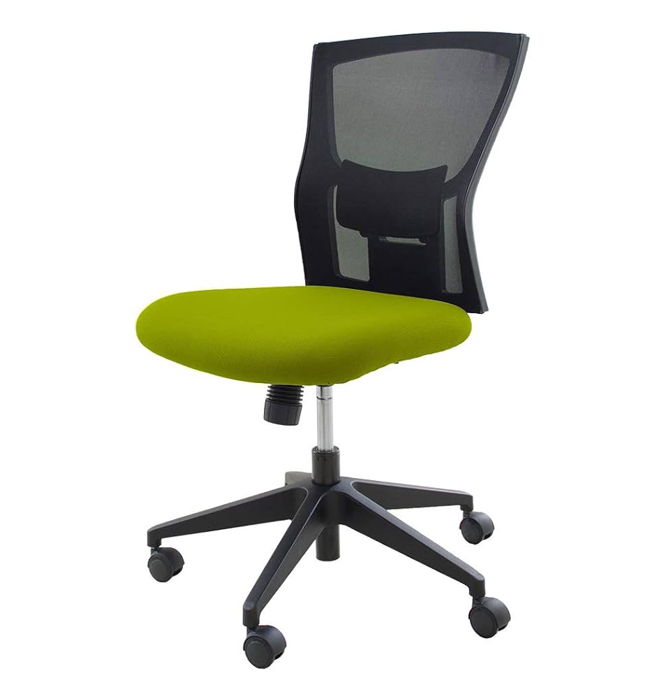 座面昇降式オフィスチェア/デスクチェア 【肘なし×グリーン】 メッシュ素材 座面昇降式オフィスチェア/デスクチェア 【肘なし×グリーン