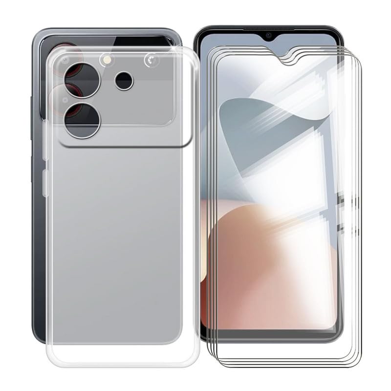 ZXLZKQ Hülle Für ZTE Blade A54 (6,6 Zoll) – Mit Schutzfolie, Schwarz, Weiches Silikon, Ultradünn & Kratzfest