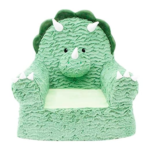 Soft Landing Sweet Seats, Premium and Comfy Toddler Lounge Chair with Carrying Handle & Side Pockets –Polyester, Dinosaur