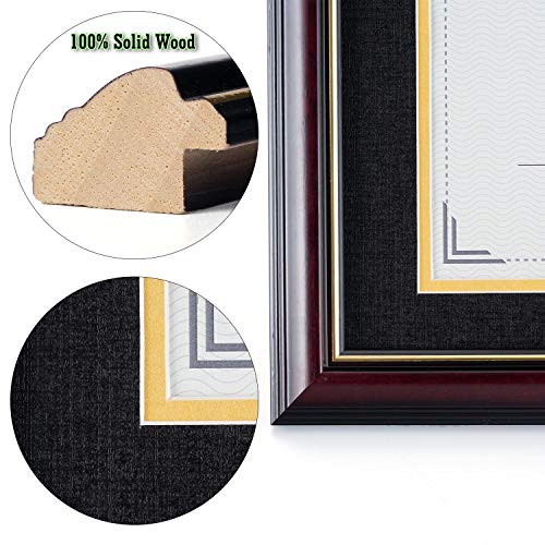 Image of ELSKER&HOME 8.5x11 Diploma Frame with Black Mat,Real Wood Mahogany (Pack of 2)
