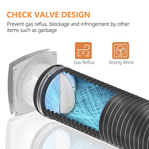 Hon&Guan Kitchen Exhaust Fan Wall Vent Fan, 141 Cfm 6'' Bathroom Exhaust Fan Through Wall Exhaust Fan With Anti-Backflow Check Valve, For Ceiling And Wall Mount, Silver-With Fastening Ring. #TOP5