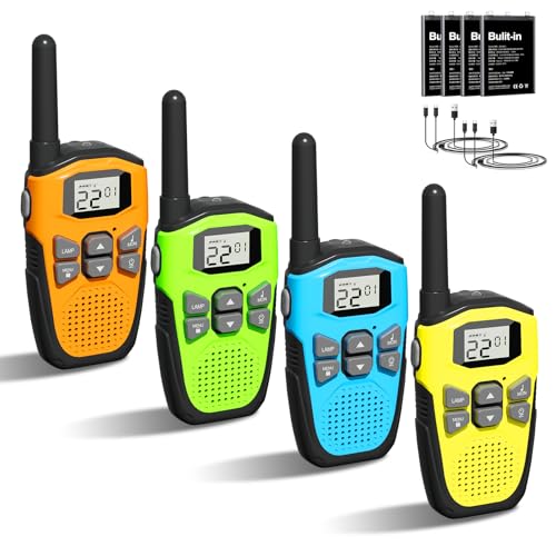 Walkie Talkies, NXGKET Walkie Talkies 4 Pack Long Range for Adults Girls Boys Rechargeable Two-Way Radios with 22 FRS Channel, Li-ion Battery, Waterproof, Flashlight, VOX for Camping Hiking Cruise