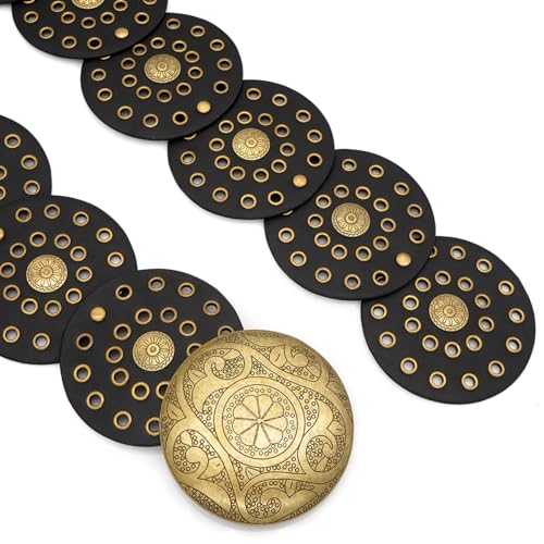 Wide Disc Belt for Women Boho Concho Leather Belts Vintage Western Waist Belt4