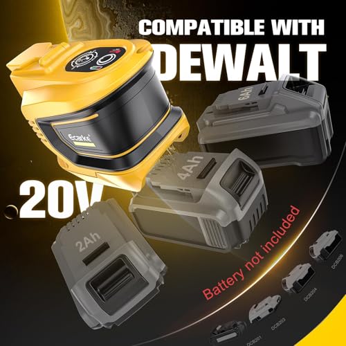 Image of Ecarke 200W Portable Power Inverter Compatible with DeWALT 20V Battery, DC 20V to AC 110V Power Station with 1 AC Outlet, 2 USB, 1 Type-C & LED Light, for Outdoor Emergency Use(Tool ONLY, NO Battery)