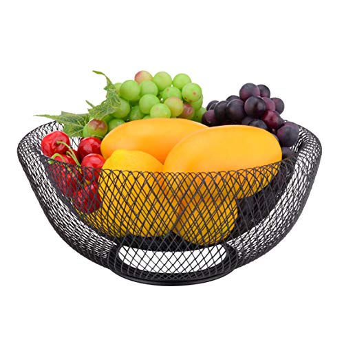 Iberg Mesh Fruit Bowl Decorative Fruit Basket Holder For Kitchen, Reception, Dining Table (Black, 12 Inch) #TOP19