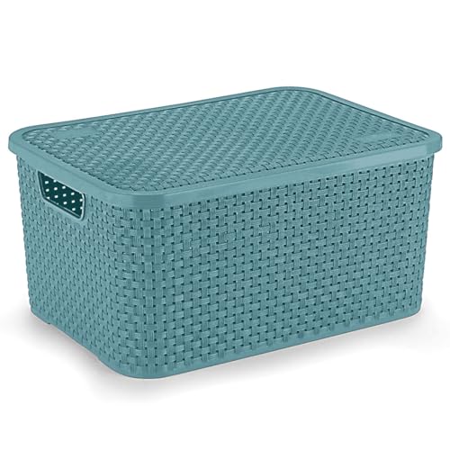 CESTO ORGANIZADOR RATTAN GRANDE C/TAMPA VERDE