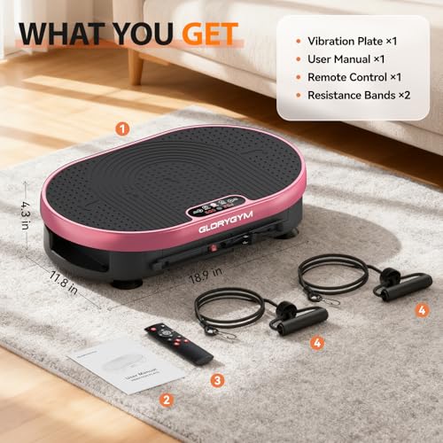 Image of Vibration Plate Exercise Machine for Body Shaker Machine & Weight Loss, Shake Plate with Resistance Bands, 120 Speed Levels, Remote Control, Full Body Workout, Compact Home Gym Equipment