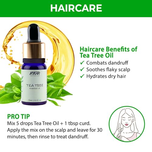 Image of Nykaa Naturals Tea Tree Essential Oil, 10ml| Cold Pressed Essential Oil| Ideal for Skincare & Haircare| For Hair Growth & Scalp Treatment|Combats Dandruff & Prevents Acne