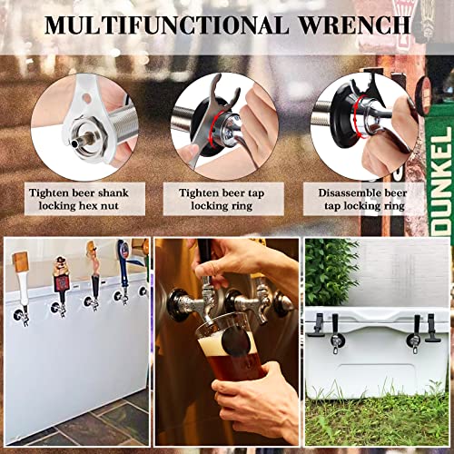 Dbgogo 4-1/8\'\' Draft Beer Faucet Shank, 1/4\'\' Beer Line Barb No Leak No Drip No Stick Stainless Core Kegerator Brew Tap Beer Shank Dispenser Self-Closing Spring Tap Brush Spanner Wrench Hose Clamp - Thumbnail 5