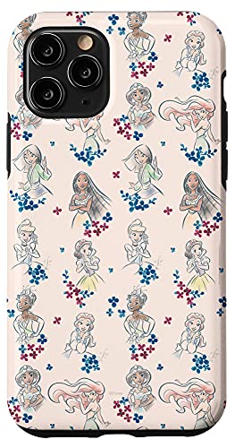 Iphone 11 Pro Disney Princess Tiana Belle Jasmine Ariel Sketch Floral Pink Case #TOP12