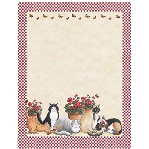 Papier à lettres de qualité Cats and Flowers lot de 25 feuilles