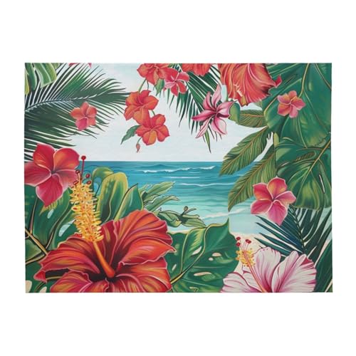 Couverture d'été hawaïenne en flanelle 203x152 cm pour lit