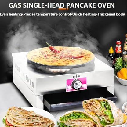 KJHYYPP Kommerzielle Crêpe-Maker-Pfannkuchenmaschine, 16-Zoll-Antihaftbeschichtung, große Kochplatte, einzelne Kochplatte, Pfannkuchen-Grillplatte, Temperatur – Bild 3
