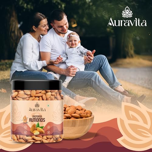 Image of Auravita California Almonds 100gm | Crunchy & Healthy Dry Fruit, Premium Badam Giti for Daily Nutrition | Healthy Diet Snacking Resealable Jar Pack