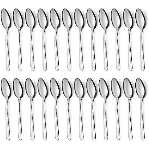 BEWOS 24 Pieces Teaspoons, 6.2 Inches Stainless Steel Teaspoons Silverware, Spoons Silverware, Coffee Spoons, Small Spoons, Mirror Polished, Dishwasher Safe, Silver Spoons For Home, Restaurant Cover