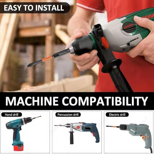 Image of Sunkizzrs 7-Pcs TS2 Alloy Steel Magnetic Phillips Screwdriver Drill Bits Set-PH2 Cross Screw Driver 1 /4 Inch Hex Shank with Extension Rod Anti-Slip & WaterProof for Power & Impact Drivers