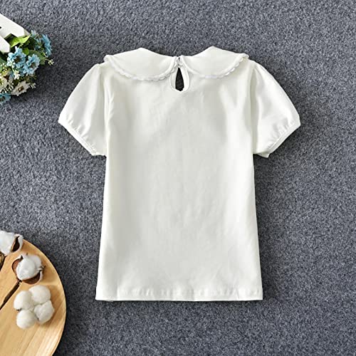 Girls Bubble Sleeves T Shirts Girls' Basic Short Puff Sleeve Round Neck Cotton Basic Casual T-Shirt Pullover Tops3