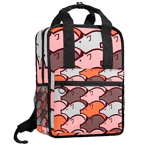 Cartable sac à dos pour garçons 35cm multicolore à motif cochons