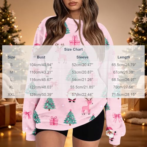 Christmas Sweatshirts for Women Vintage Fleece Graphic Crewneck Pullover - image 3