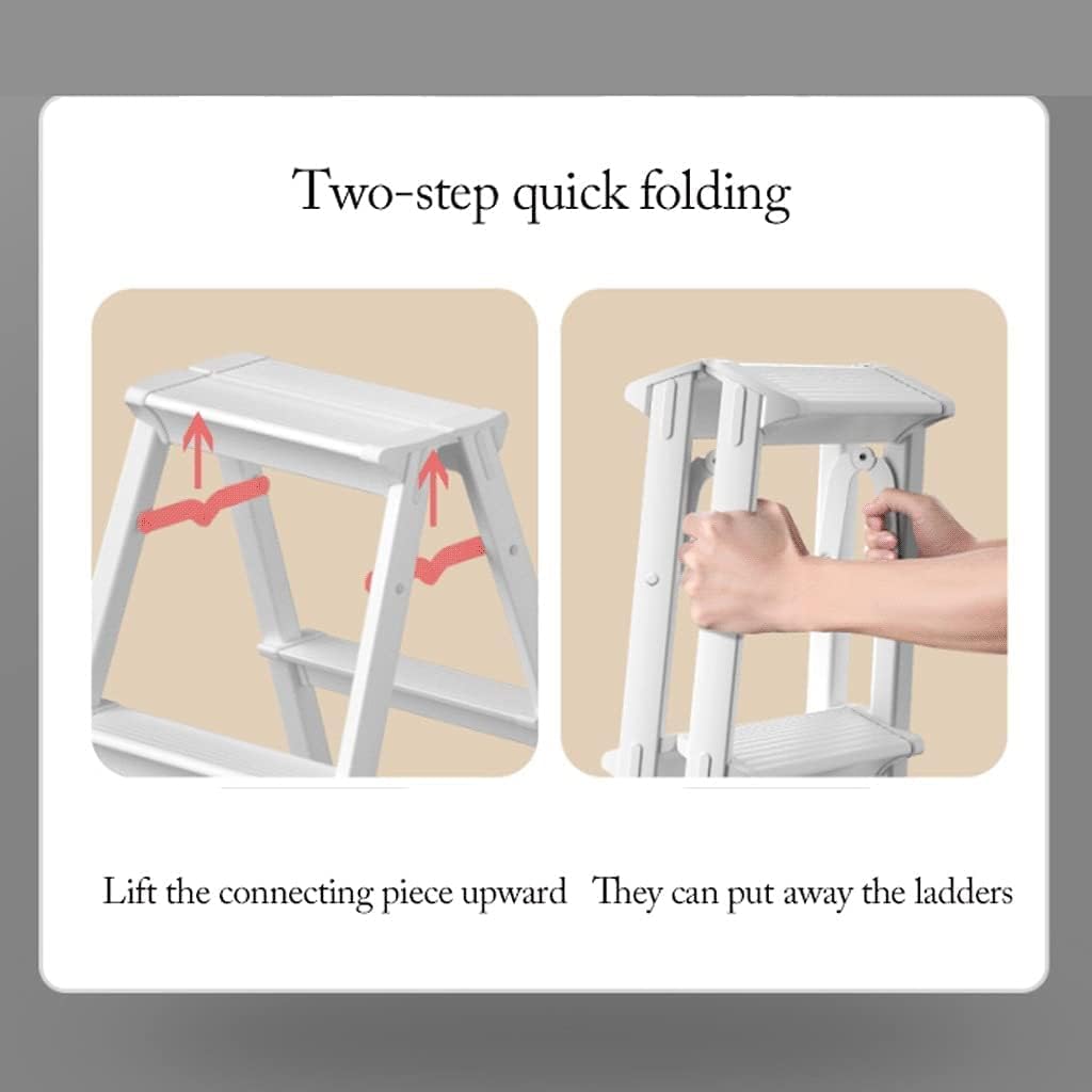 Portable Step Stool Folding Step Ladder Portable Work Bench Aluminum Step Stool with Anti-Slip Wide Pedal (C)